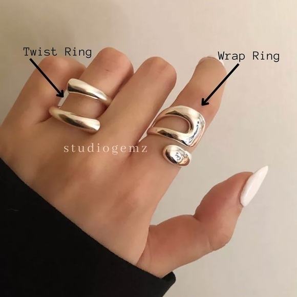 SET Sterling Silver Geometric Wrap Rings - Picture 6 of 9